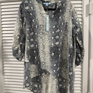 She + Sky Black and White Snake Print Blouse